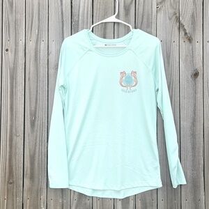 Imperfect siesta key beach top long sleeved lightweight blue green mermaid top